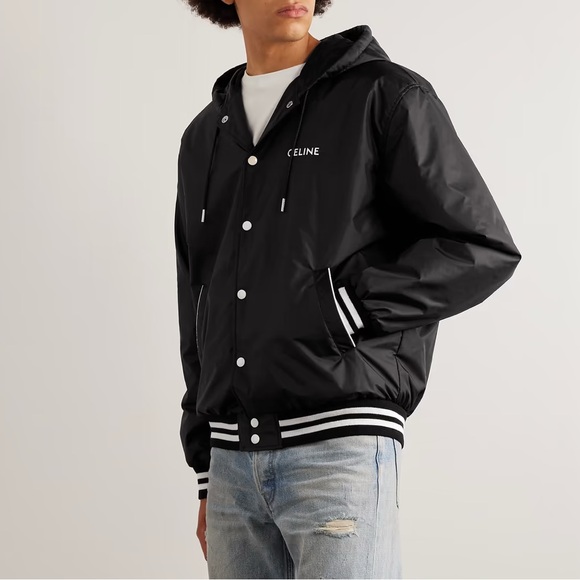 CELINE HOMME Logo-Embroidered Shell Hooded Jacket - Picture 3 of 8